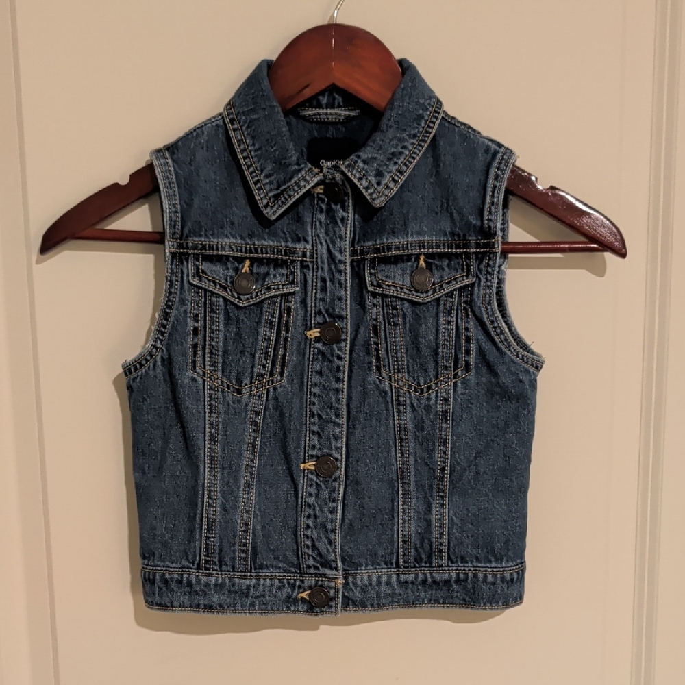 GAP Blue Denim Vest with Button Front